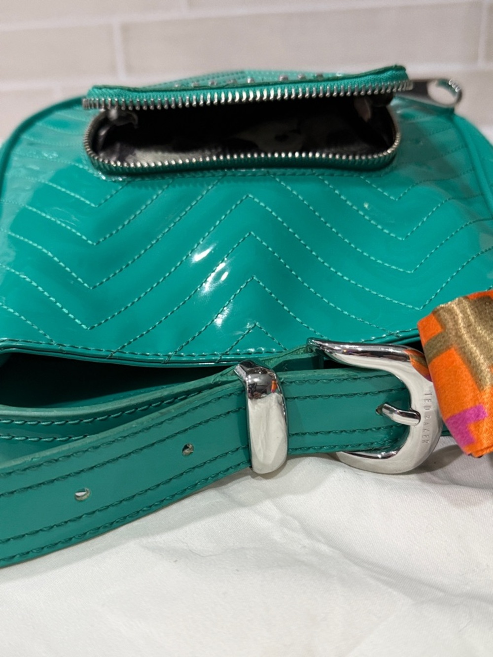 Ted Baker Teal Quilted Crossbody Bag - Picture 6 of 10